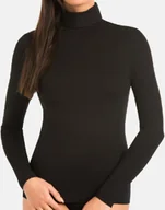 Koszulki i topy damskie - Golf damski z wiskozy z długim rękawem Evelyn czarny Czarny S - miniaturka - grafika 1