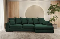 Narożniki - Sofa w kształcie L GABON narożnik z funkcją spania Riviera zielony prawy - miniaturka - grafika 1
