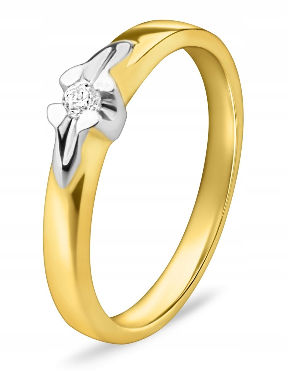 ZŁOTY PIERŚCIONEK ZARĘCZYNOWY STAR CYRKONIA 585