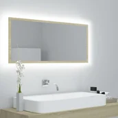 Lustra - vidaXL Lustro łazienkowe z LED, kolor dąb sonoma, 100x8,5x37 cm, płyta - miniaturka - grafika 1