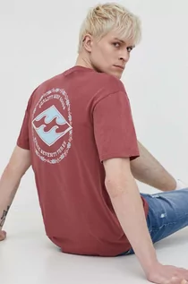 Koszulki męskie - Billabong t-shirt bawełniany męski kolor różowy z nadrukiem - grafika 1