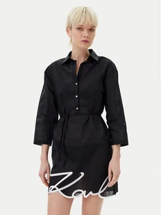 KARL LAGERFELD Sukienka koszulowa A1W46006 Czarny Regular Fit - Sukienki - miniaturka - grafika 1