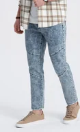 Spodnie męskie - Ombre Clothing Męskie spodnie jeansowe Hetisani niebieski S - miniaturka - grafika 1