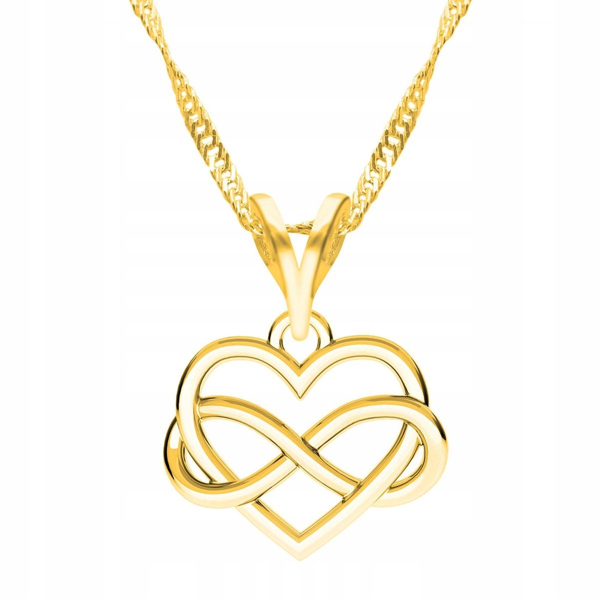 Złoty Naszyjnik z Nieskończonością Forever Wieczna Miłość Love SREBRO 925