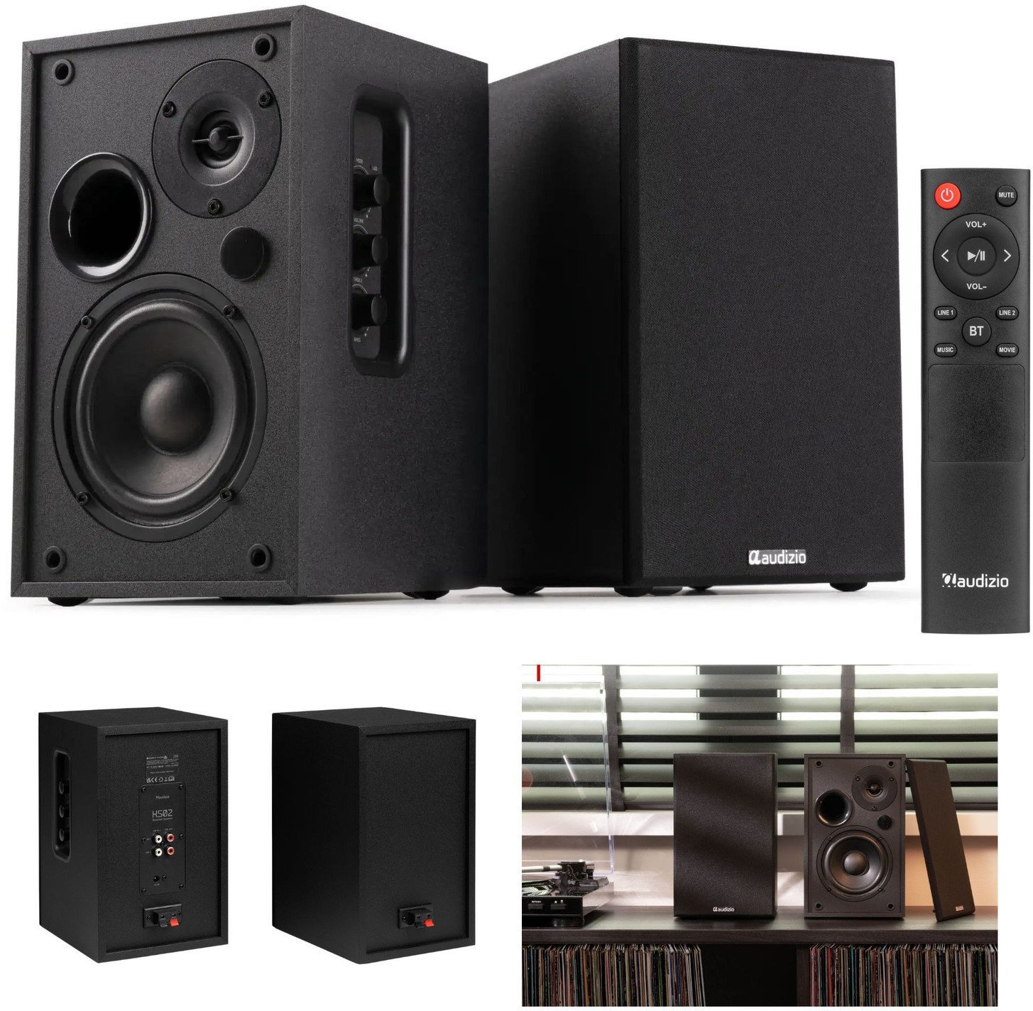 Zestaw aktywnych głośników półkowych KS02 80W BT czarne Audizio one size