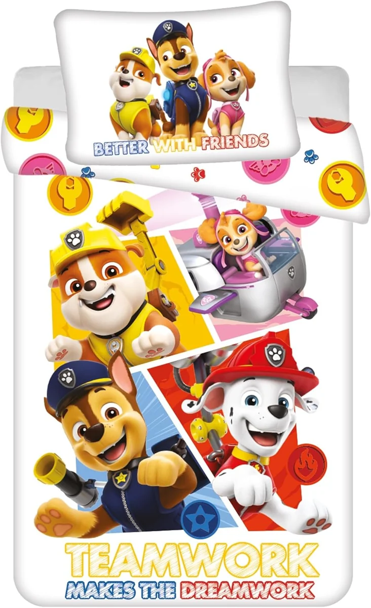 Psi Patrol komplet pościeli dziecięcej 100x135 cm bawełna poszewka 40x60 cm