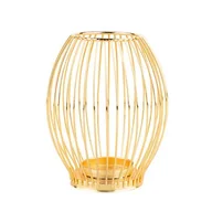 Świeczniki - Świecznik metalowy szprosowy 8,5 x 8,5 x 15,5 cm złoty - miniaturka - grafika 1