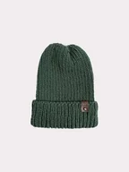 Czapki męskie - Wełniana czapka merino z wywinięciem - zielona - miniaturka - grafika 1