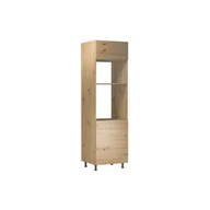 Szafki kuchenne - Szafka Dolna Wysoki Słupek Pod Zabudowę Piekarnika i Mikrofali 2 Drzwi D60PM Langen Gała Meble Beige Mat, Brak - System Push to Open - miniaturka - grafika 1