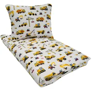 Pościel dla dzieci - Pościel Dziecięca 100x160+ 50x60 Koparki Żółte Na Białym Produkt Polski - miniaturka - grafika 1