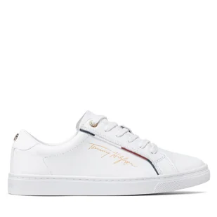 Sneakersy Tommy Hilfiger Signature Sneaker FW0FW06322 Biały - Sneakersy damskie - miniaturka - grafika 1