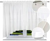 Firany - Firana gotowa z lamówką w łuk 300x150 Do salonu firanki na żabki gładkie - miniaturka - grafika 1