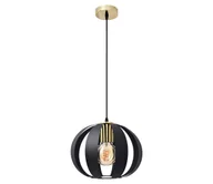 Lampy sufitowe - Żyrandol na lince NEWTON 1xE27/60W/230V czarny/złoty - miniaturka - grafika 1