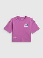 Koszulki dla dziewczynek - 4F T-shirt loose z nadrukiem dziewczęcy - fioletowy 158/164 (12-14 lat) - miniaturka - grafika 1