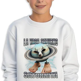 BLUZA Dziecięca Biała Prezent Na Święta BRAINROT SATURNO SATURNITA 164cm - Bluzy dla dziewczynek BLUZA Dziecięca Biała Prezent Na Święta BRAINROT SATURNO SATURNITA 164cm - Bluzy dla dziewczynek - miniaturka - grafika 1
