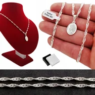 Biżuteria dla dzieci - SREBRNY ŁAŃCUSZEK SINGAPUR+MATKA BOSKA PR.925 45CM - miniaturka - grafika 1