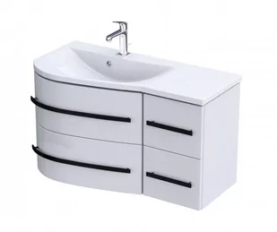 Oristo Szafka wisząca podumywalkowa OPAL 90 cm, LEWA BIAŁY POŁYSK , UCHWYT CZARNY OR30-SD4S-90-1-LV6 - Szafki łazienkowe - miniaturka - grafika 1