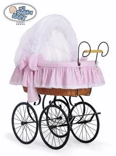 My Sweet Baby luxury Kosz Mojżesza Retro Christine - Naturalny + biało-różowa pościel z haftowaną koronką - Łóżeczka i kojce - miniaturka - grafika 1