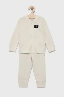 Dresy damskie - Calvin Klein Jeans komplet bawełniany dziecięcy kolor biały - grafika 1