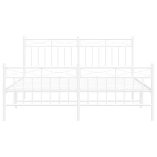 Metalowa rama łóżka z wezgłowiem i zanóżkiem, biała, 150x200 cm Lumarko! - Łóżka - miniaturka - grafika 6