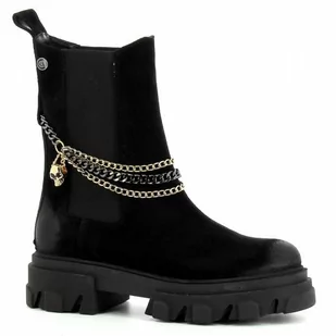 Czarne zamszowe botki sztyblety na masywnej platformie CARINII - Carinii - Botki damskie - miniaturka - grafika 1