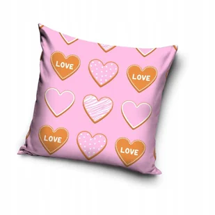 Poszewka w serca 40x40 cm na poduszkę jaśka dekoracyjna serduszka love róż - Poszewki na poduszki - miniaturka - grafika 1