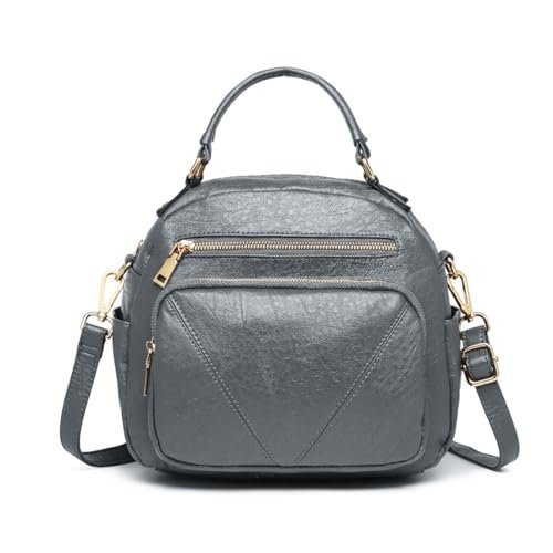 Miss Lulu Elegancka damska modna torebka, skórzana torba na ramię z wieloma przegródkami, idealna torba crossbody do podróży i codziennego użytku, rozmiar M, szary