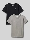 Koszulki dla chłopców - T-shirt z nadrukiem z logo w zestawie 2 szt. - miniaturka - grafika 1