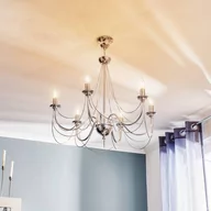 Lampy sufitowe - Nowoczesny żyrandol Retro, lśniący srebrny kolor - miniaturka - grafika 1