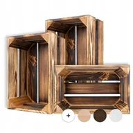 Dekoratorstwo - Skrzynka opalana z drewna desek pudełko skrzynia mała kwiaty 30x20x15cm x 3 - miniaturka - grafika 1