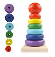 Sortery dla dzieci - LUXMA Sorter drewniany tęczowa wieża piramida kolor SC-2 SC-2 - miniaturka - grafika 1