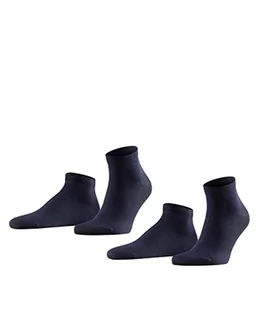 FALKE Mężczyźni Skarpety do trampek Happy 2-Pack M SN Bawełna krótkie jednokolorowe 2 Pak, Niebieski (Dark Navy 6375), 43-46 - Skarpetki męskie - miniaturka - grafika 1