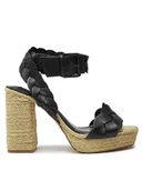 Sandały damskie - Pepe Jeans Sandały Lenny Braid PLS90652 Czarny - miniaturka - grafika 1