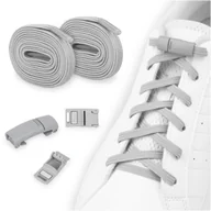 Akcesoria obuwnicze - Elastyczne sznurówki do butów bez wiązania szare zapinki na magnes 100 cm - miniaturka - grafika 1