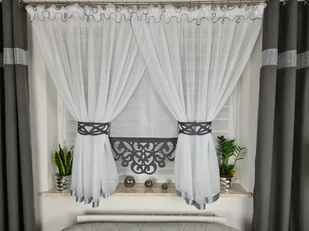 Firanka z panelem- szara, firana panele, firana do salonu - Firany - miniaturka - grafika 1