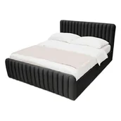 Łóżka - Łóżko tapicerowane z pojemnikiem GALLA 140x200 Welur Czarny - miniaturka - grafika 1