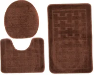 Dywaniki łazienkowe - Stylowy brązowy zestaw dywaników do łazienki w kratę R8-Z17 - miniaturka - grafika 1