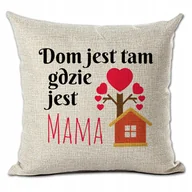 Kołdry i poduszki dla dzieci - DEKORACYJNA PODUSZKA LNIANA DLA MAMY DZIEŃ MATKI - miniaturka - grafika 1