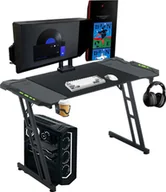 Biurka gamingowe - LARS360 120 x 60 cm biurko dla graczy Biurko dla graczy z diodami LED RGB - haczyk na słuchawki i uchwyt na kubek Czarny C - miniaturka - grafika 1