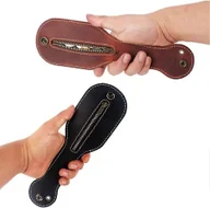 Portfele - Leather Coin Purse Leather Vintage Coin Purse Men Self-defense Pocket Pouch Wielofunkcyjny portfel na monety z paskiem (2szt, czarny + brązowy) cza... - miniaturka - grafika 1