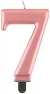 Urodziny dziecka - Świeczka cyferka metaliczna różowe złoto - 7 - siedem - miniaturka - grafika 1