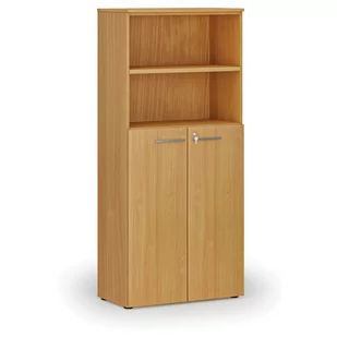 Szafa biurowa kombinowana PRIMO WOOD, drzwi na 3 poziomach, 1781 x 800 x 420 mm, buk - Szafy biurowe - miniaturka - grafika 1