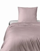 Pościel - Pościel satynowa 140x200 różowa pudrowa z lamówką z jedną poszewką 70x80 Mako Satin - miniaturka - grafika 1