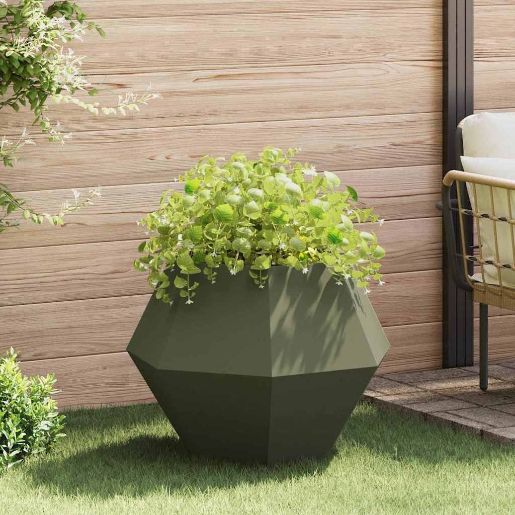 vidaXL Donica Zielony oliwkowy 75 x 75 x 60 cm Stal