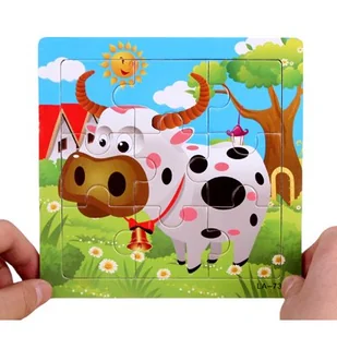 Drewniane Puzzle W Ramce Układanka Edukacyjna Byczek - Puzzle - miniaturka - grafika 1