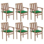 Fotele i krzesła ogrodowe - vidaXL Lumarko Sztaplowane krzesła ogrodowe z poduszkami, 6 szt., tekowe! 3073411 - miniaturka - grafika 1