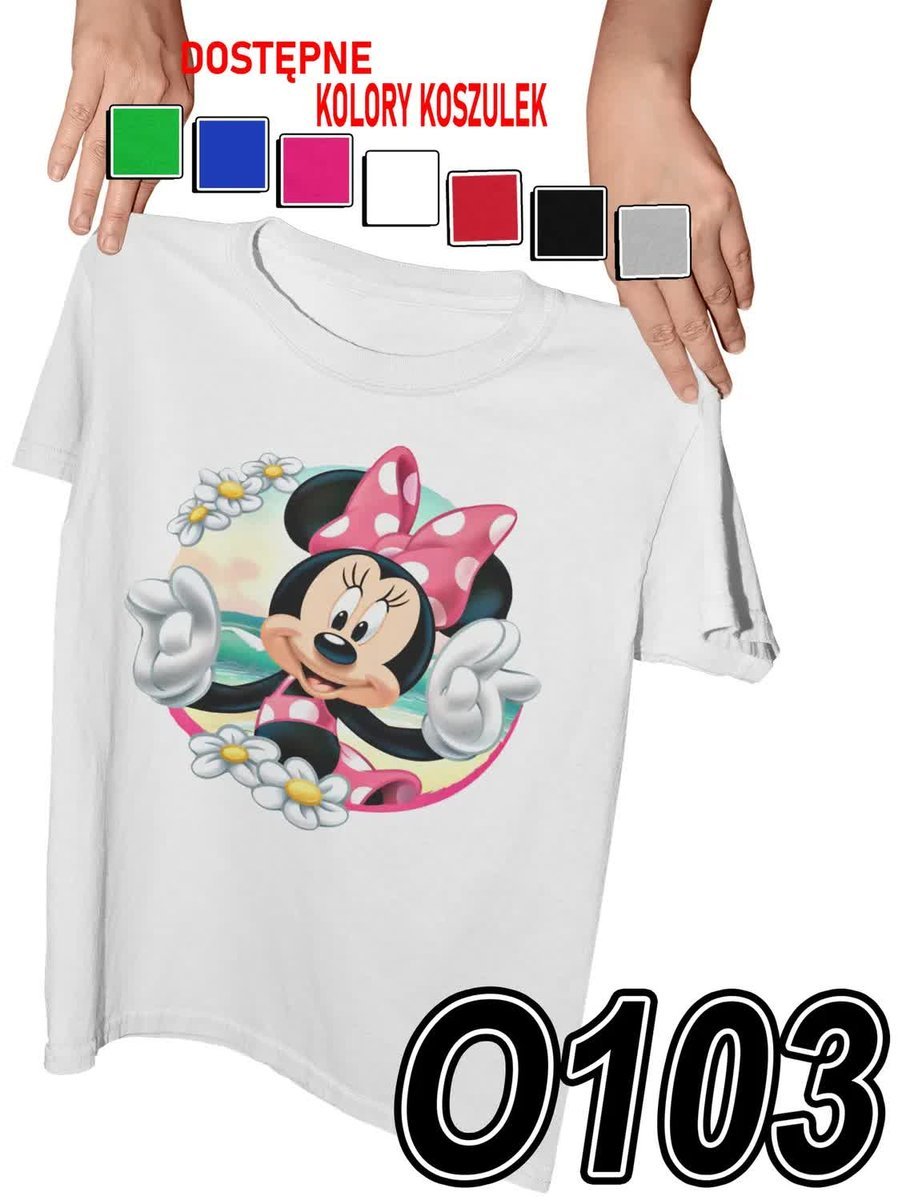 Koszulka Dziecięca Z Nadrukiem Myszka Mickey Minnie Miki Bajki - M 134-140