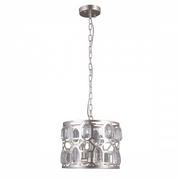 Lampy sufitowe - Italux LAMPA wisząca MOMENTO PND-43400-3 OPRAWA okrągły ZWIS na łańcuchu z kryształkami glamour crystal srebrny szampański PND-43400-3 - miniaturka - grafika 1
