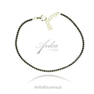 Bransoletki - ankabizuteria.pl Bransoletka srebrna pozłacana z czarnymi cyrkoniami - miniaturka - grafika 1
