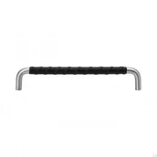 Zawiasy, okucia i inne akcesoria - Uchwyt meblowy podłużny Ss-A 192 Stal nierdzewna Czarna skóra - miniaturka - grafika 1